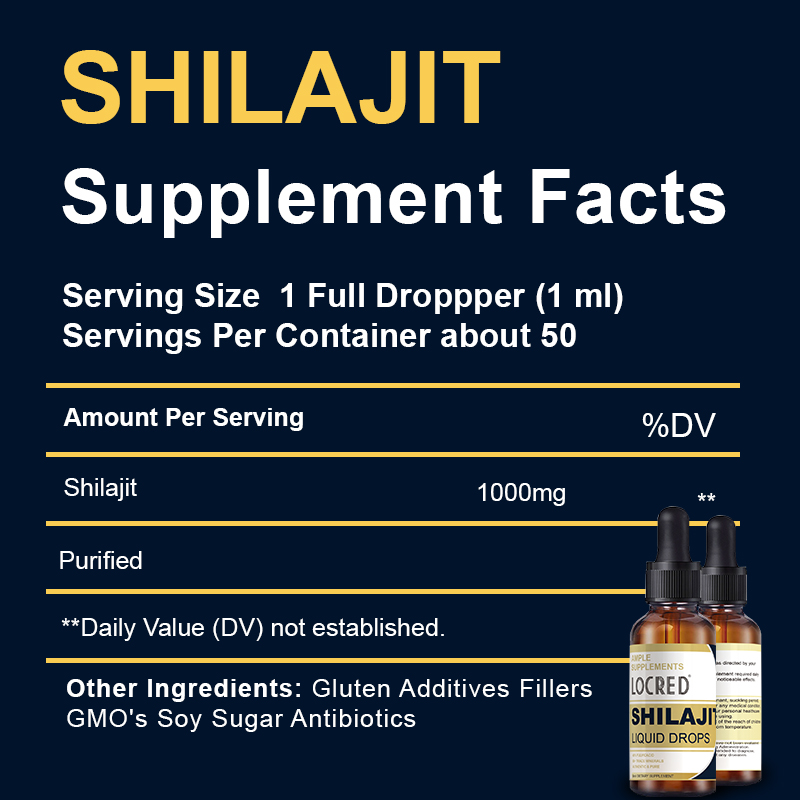 Private label Shilajit  Liquid Supplement Shilajit Resin Drop Contain 85 Trace Minerals