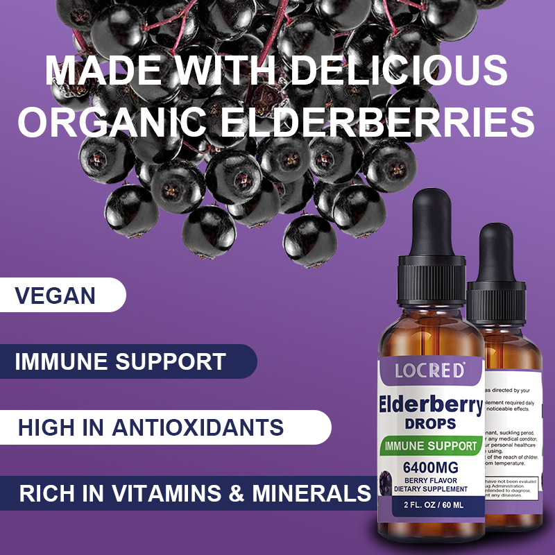 Custom Premium Quality Elderberry Liquid Drops Dietary Supplement Berry Flavor For Kid & Adult Immune Support