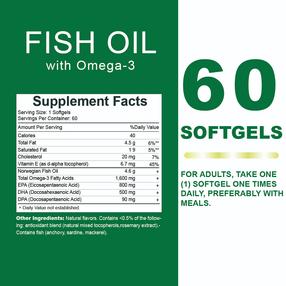 Omega 3 Fish Oil Softgels Small Size Easy to Swallow Capsules for Women