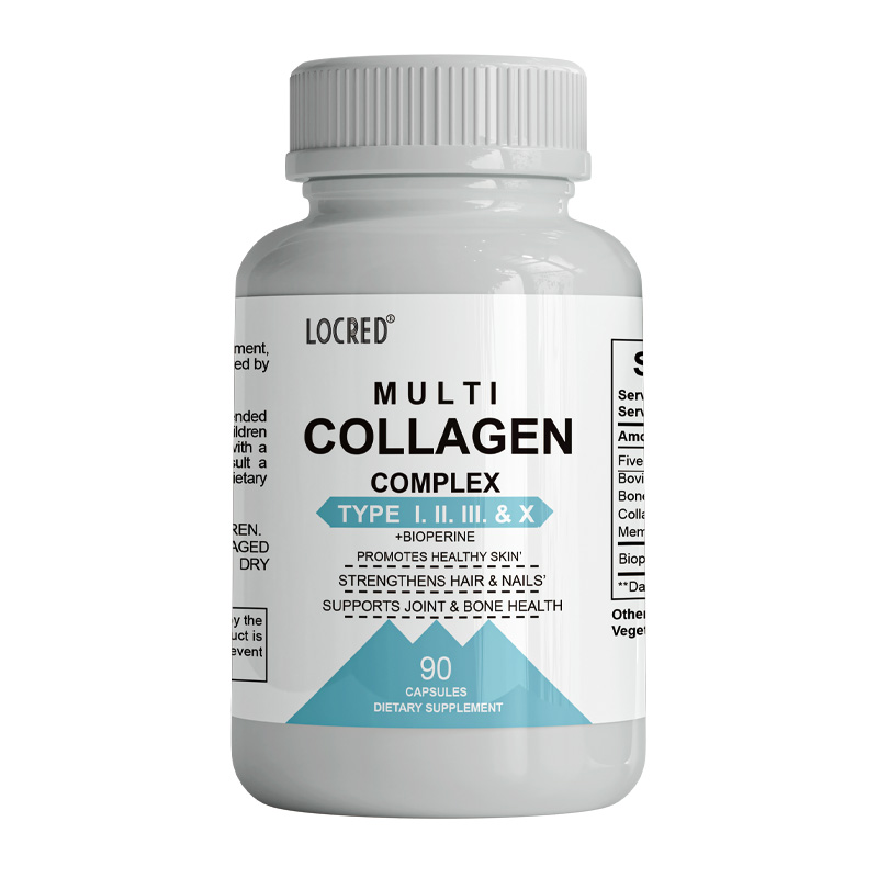 Hot Sale Collagen  Capsule Peptides Types I, II, III, V & X with bioperine