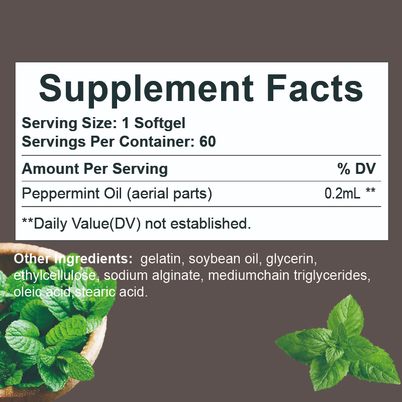 Dietary Supplement soothes occasional digestive discomfort Peppermint Oil Softgel