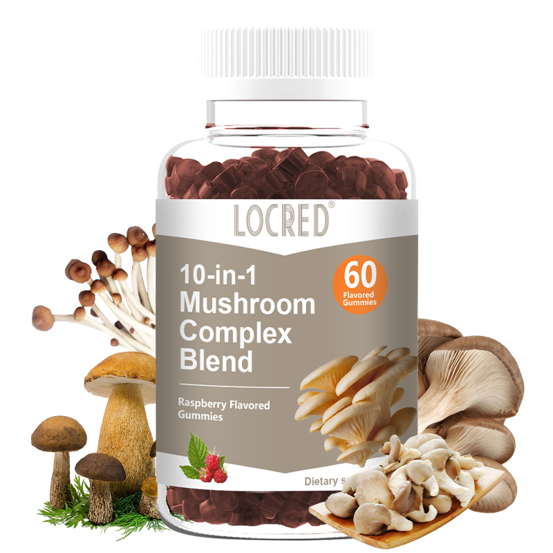 10-in-1 mushroom complex blend gummy Raspberry Flavored