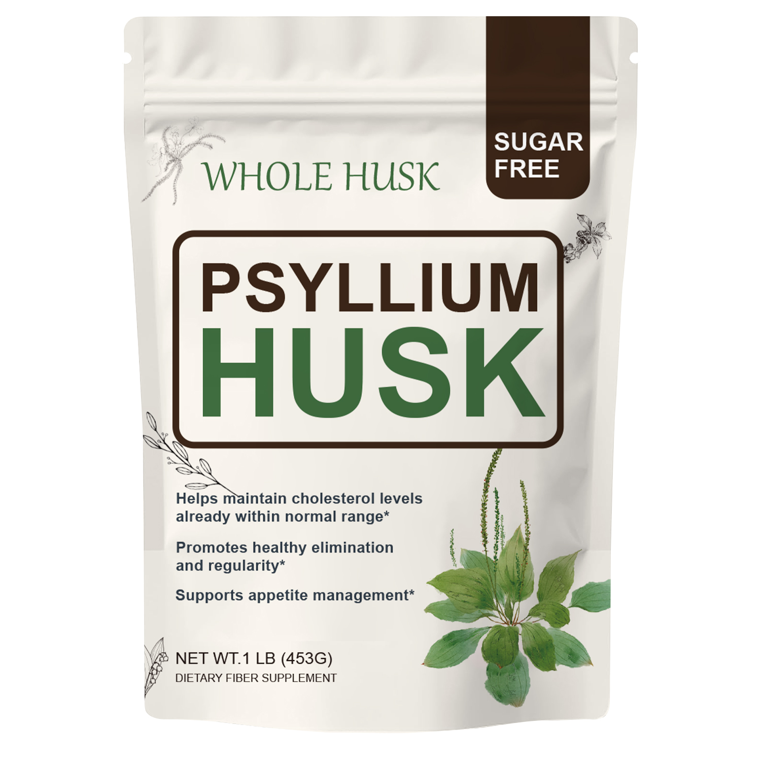 Psyllium Husk Powder Natural Soluble Fiber Intestinal Health Support