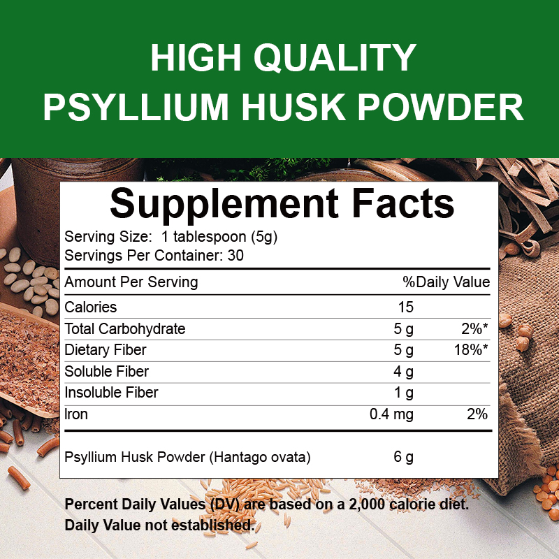 Psyllium Husk Powder Natural Soluble Fiber Intestinal Health Support