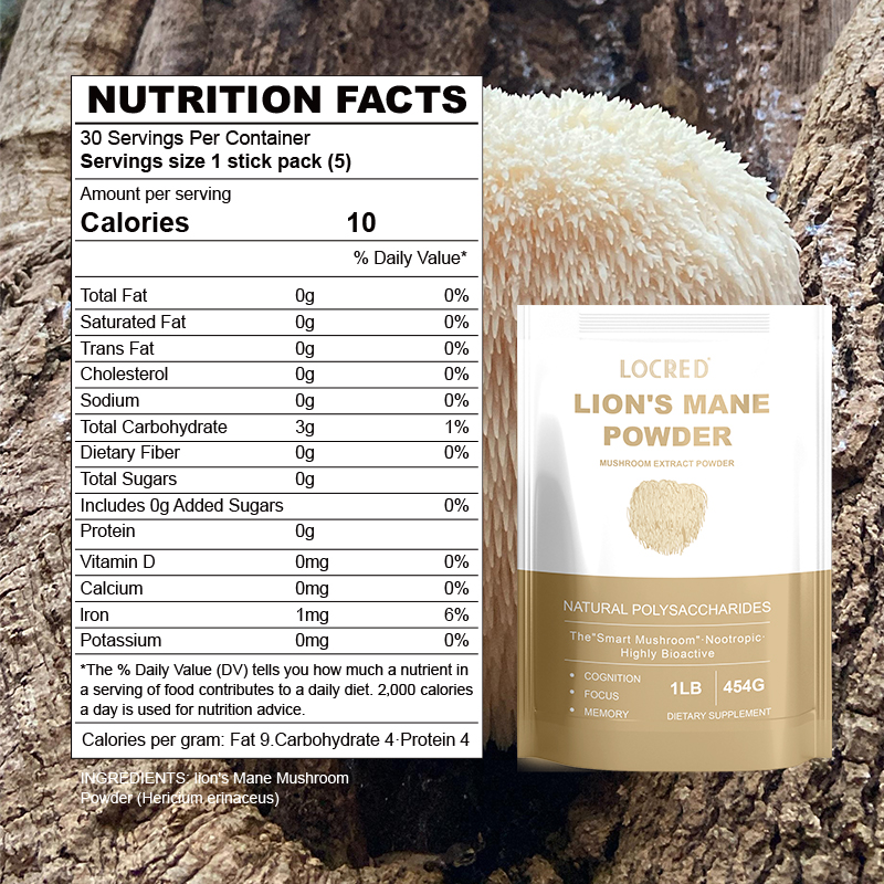 OEM Organic Lions Mane Mushroom Powder Nootropic for Mental Clarity Energy & Immune Support