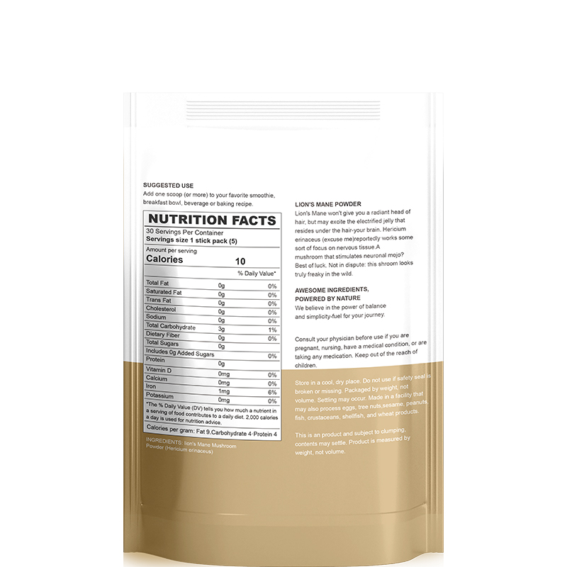 OEM Organic Lions Mane Mushroom Powder Nootropic for Mental Clarity Energy & Immune Support