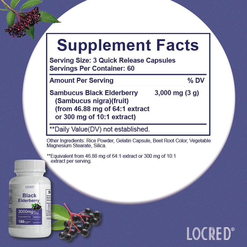 3000mg Sambucus Black Elderberry Gummies Candy Supplement