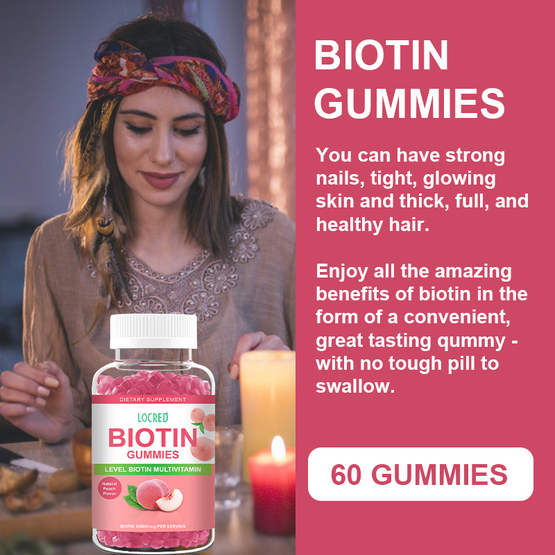 Hair Vitamins Gummy Biotin Gummies Natural Peach Flavor for Hair Growth