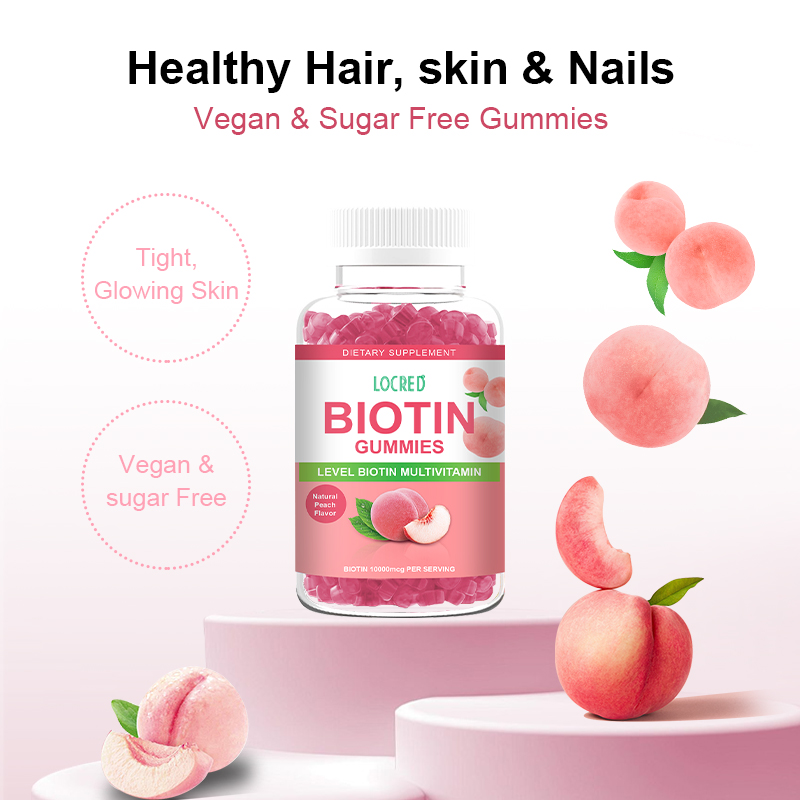 Hair Vitamins Gummy Biotin Gummies Natural Peach Flavor for Hair Growth