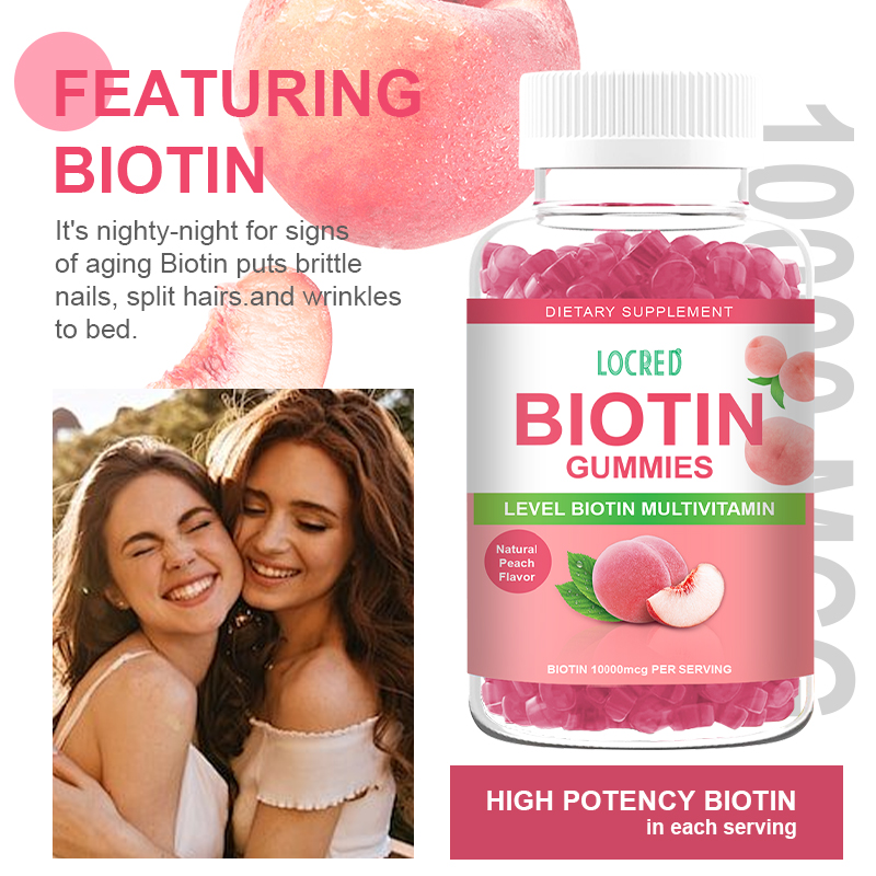 Hair Vitamins Gummy Biotin Gummies Natural Peach Flavor for Hair Growth