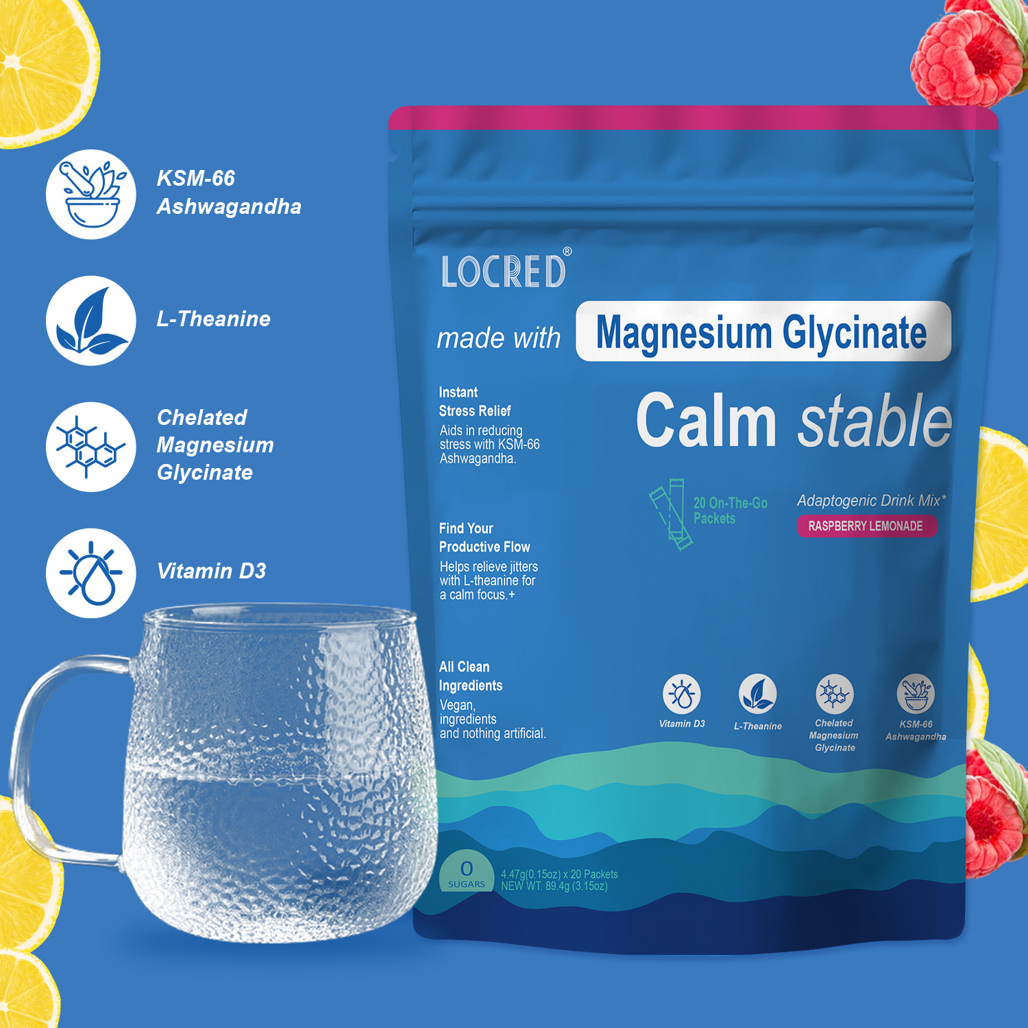 Delicious Magnesium Glycinate Powder Hydration Supplement Powder with Magnesium No sugar