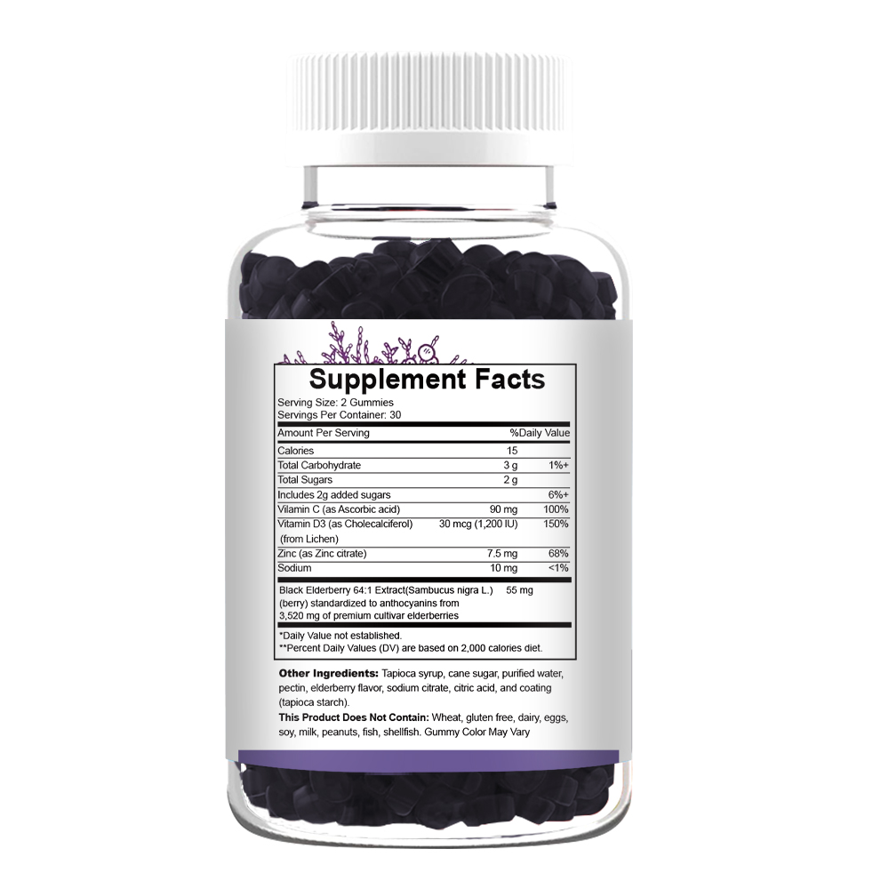 Immune System Support Gummies Sambucus Black Elderberry Gummies