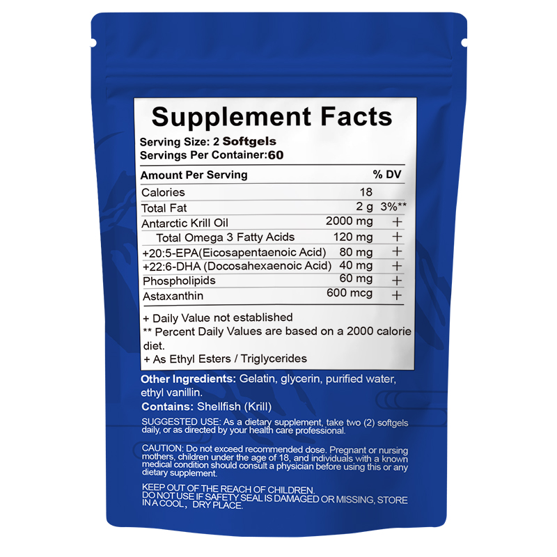 Antarctic Krill Oil Supplement 1000mg Per Serving 300 Soft-Gels Rich in Omega-3s EPA DHA & Astaxanthin