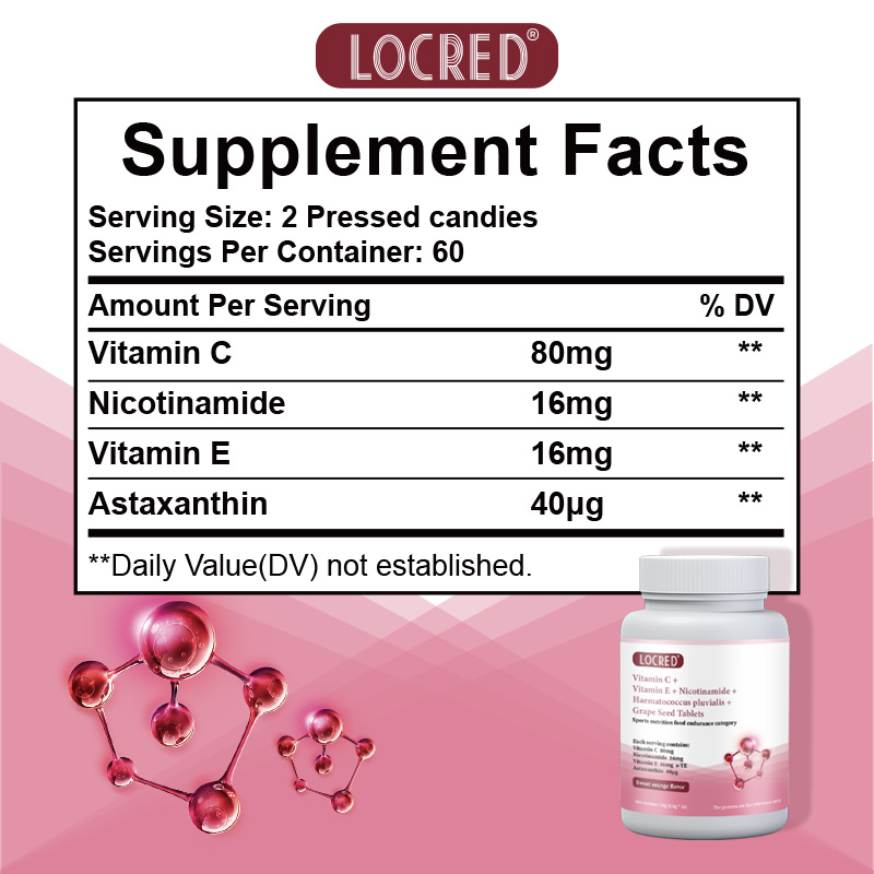 Vitamin C Vitamin E  Nicotinamide Haematococcus pluvialis Grape Seed Tablets