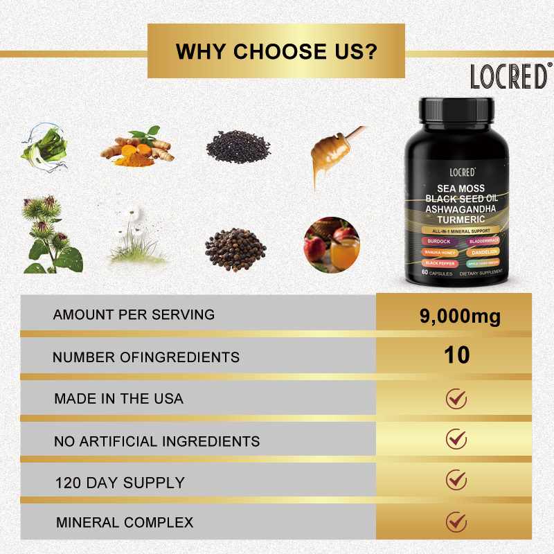 Private label  Black Seed Oil  Bladder Wrack  Turmeric All-in-1 Supplements Joint Support  Sea Moss