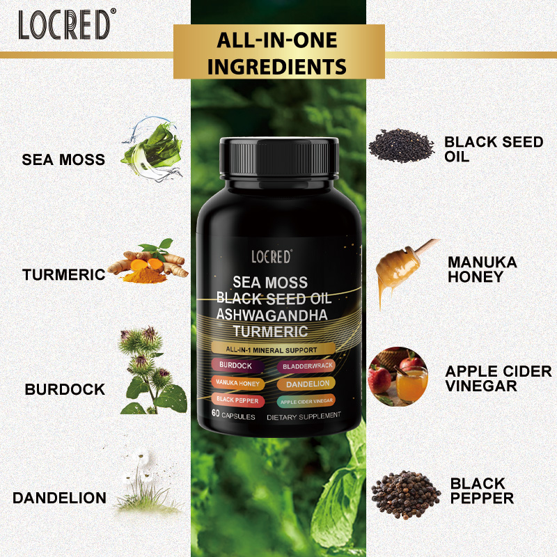 Private label  Black Seed Oil  Bladder Wrack  Turmeric All-in-1 Supplements Joint Support  Sea Moss