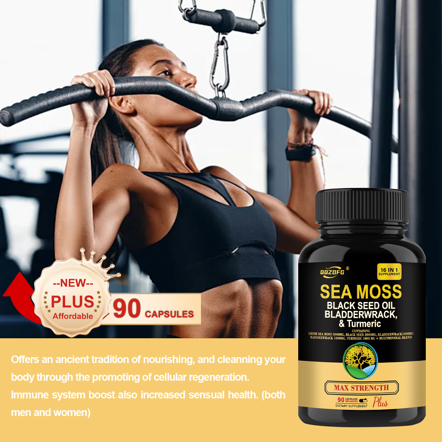 Sea Moss capsules Sea Moss 3000mg Black Seed Oil 2000mg Ashwagandha 1000mg 16 in one capsules