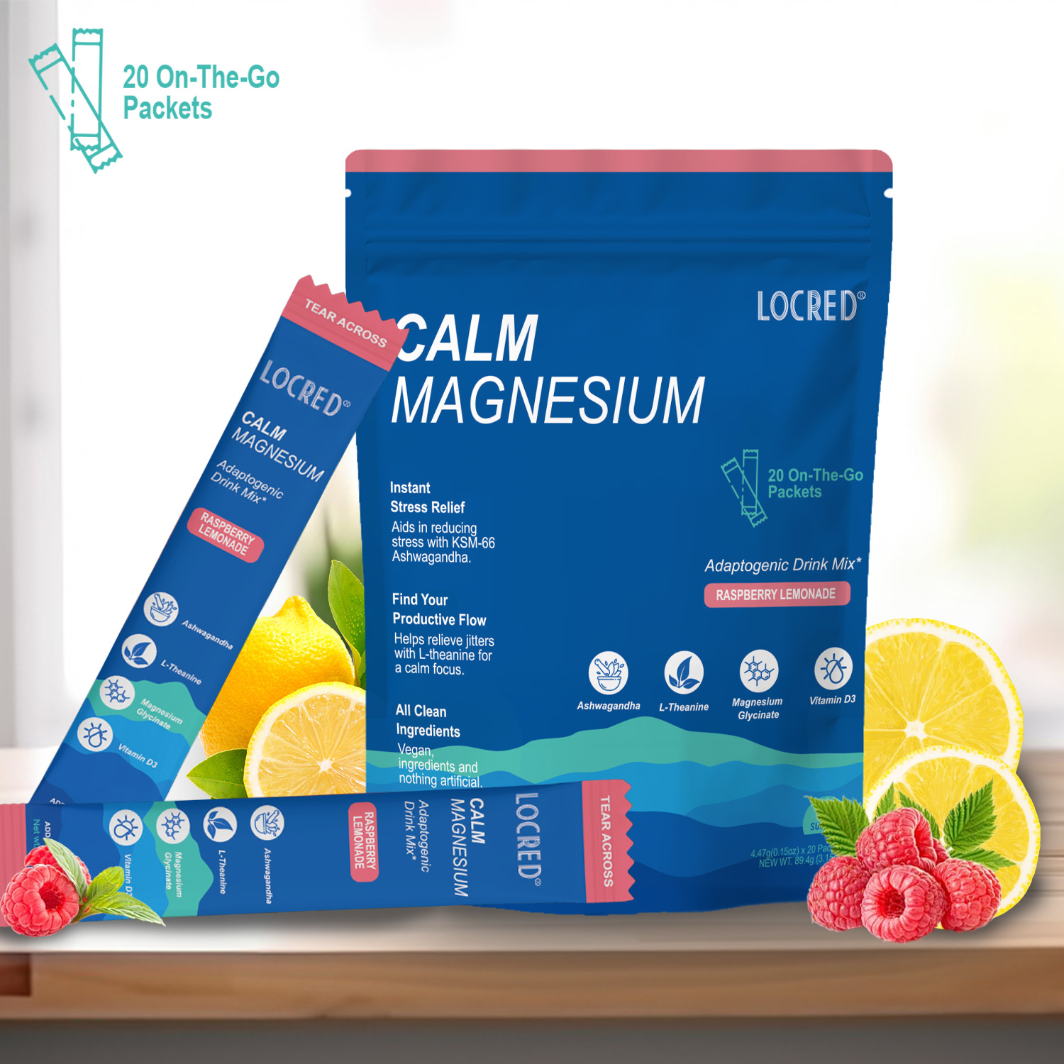 Adaptogenic Drink Mix for Calm, Stress Relief  Magnesium electrolyte Powder