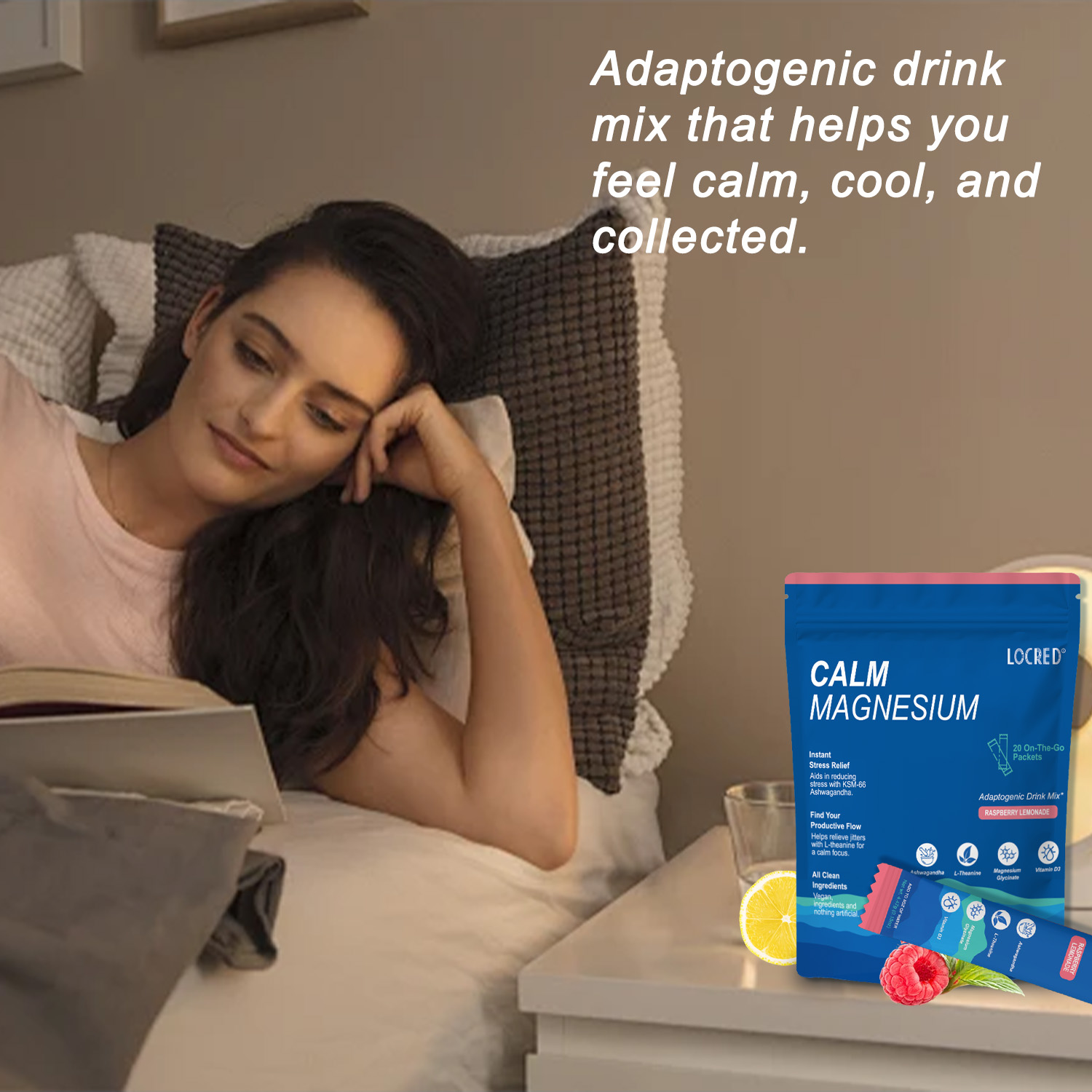 Adaptogenic Drink Mix for Calm, Stress Relief  Magnesium electrolyte Powder