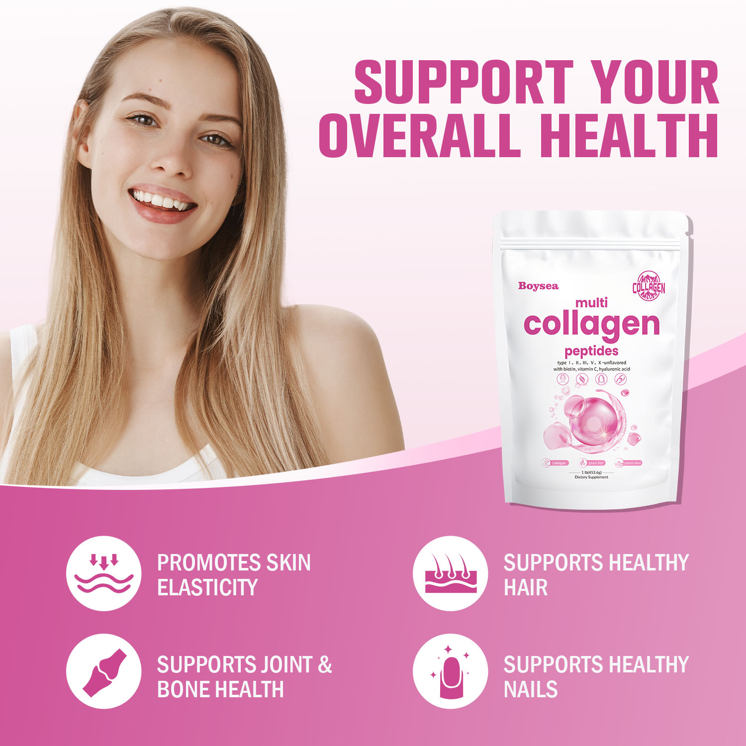 Multi Collagen Full Spectrum With Vitamin C Hyaluronic Acid Support Skin Health Peptides Powder