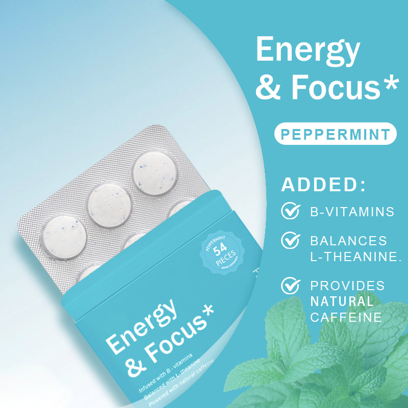 Peppermint Flavor Energy & Focus Tablet Vitamin B12 B6 Chewable Supplement