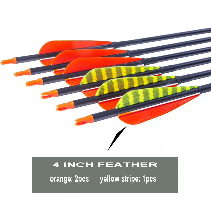 Traditional Archery 300 340 400 500 600 Spine Carbon Feather Arrows for Reverse Compound Bow Longbow Hunting Targets Arrow