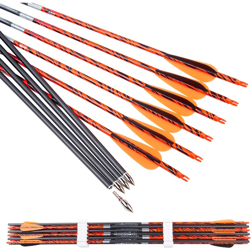 300 340 400 500 600 700 800 Spine Carbon Pijlen voor Compound reverse Bow Traditionele Longbow 30 32 Inch Shafts Jacht Target Feather Arrow