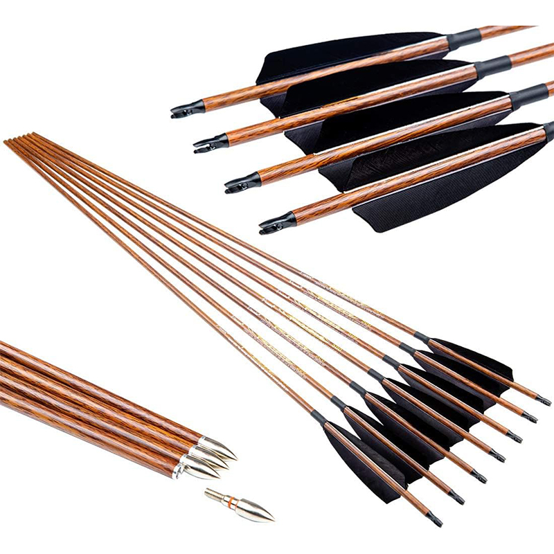 Traditionele pijlen 300 400 500 600 Spine Turkey Feather 30 32 Inch Carbon Shafts voor omgekeerde Longbow Compound Bogen Jachtdoelen