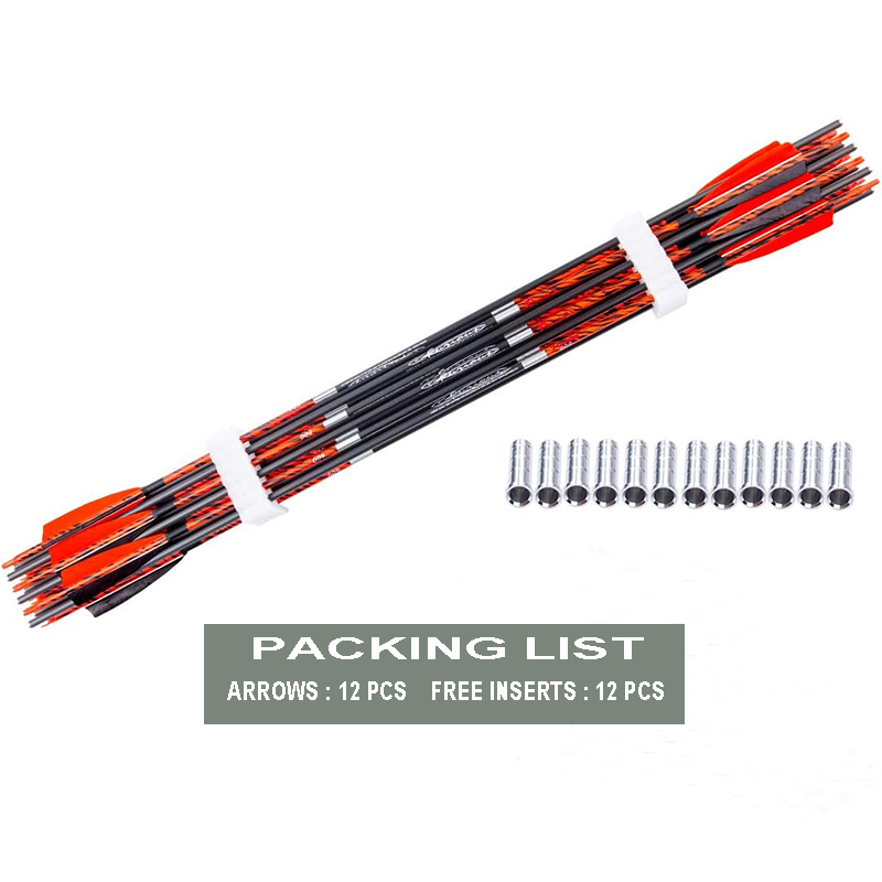 Frecce tradizionali 300 400 500 600 Spine Turkey Feather 30 32 pollici Aste in carbonio per archi compound longbow inversi Bersagli da caccia