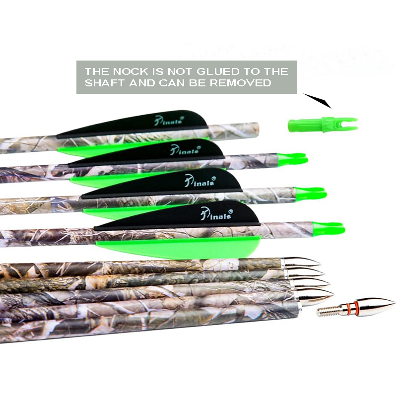 Tiro con l'arco 28 "30" 300 340 350 400 Spine Carbon Frecce da caccia per Compound Reverse Bow Practice Target 28 30 pollici Camouflage Arrow Shaft