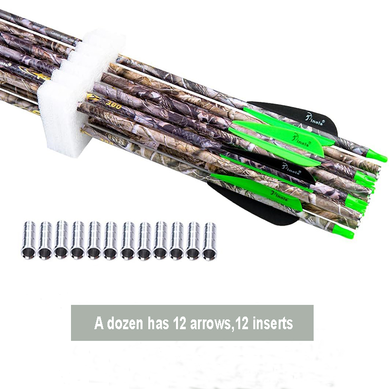 Archery 28" 30" 300 340 350 400 Spine Carbon Hunting Arrows for Compound Reverse Bow Practice Target 28 30 Inch Camouflage Arrow Shaft