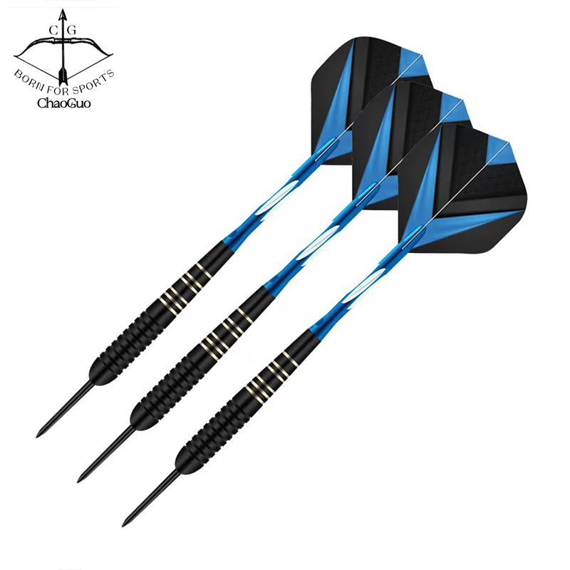 Stahlspitze Bunte Darts Set 23g mit Aluminiumschäften Kohlenstoffstahl vernickelt Dartlauf (L165mm)blau