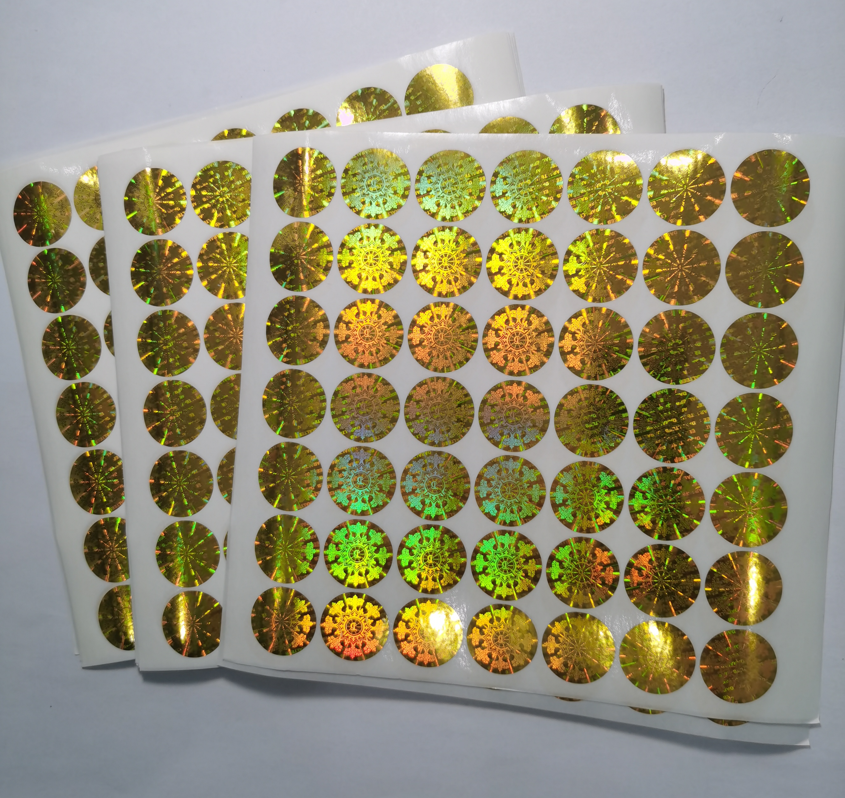 Gold dot matrix holographic sticker