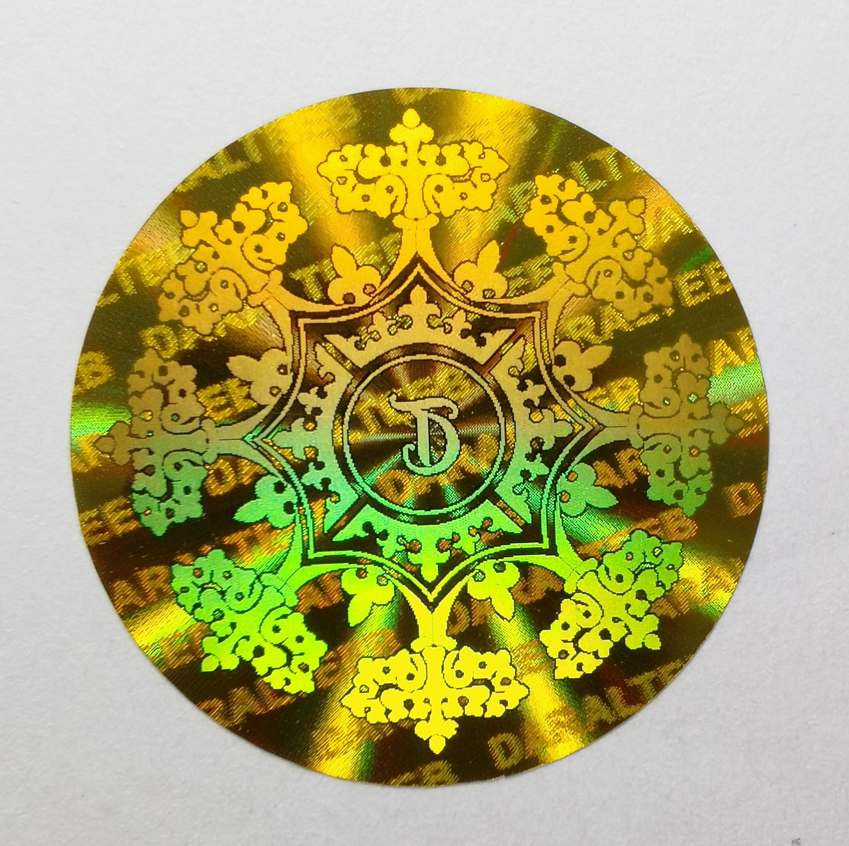 Gold dot matrix holographic sticker