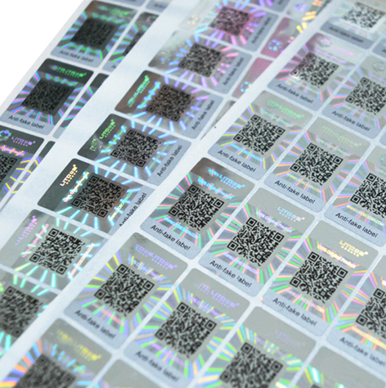 Etiqueta holográfica con número de serie y capa de borrador