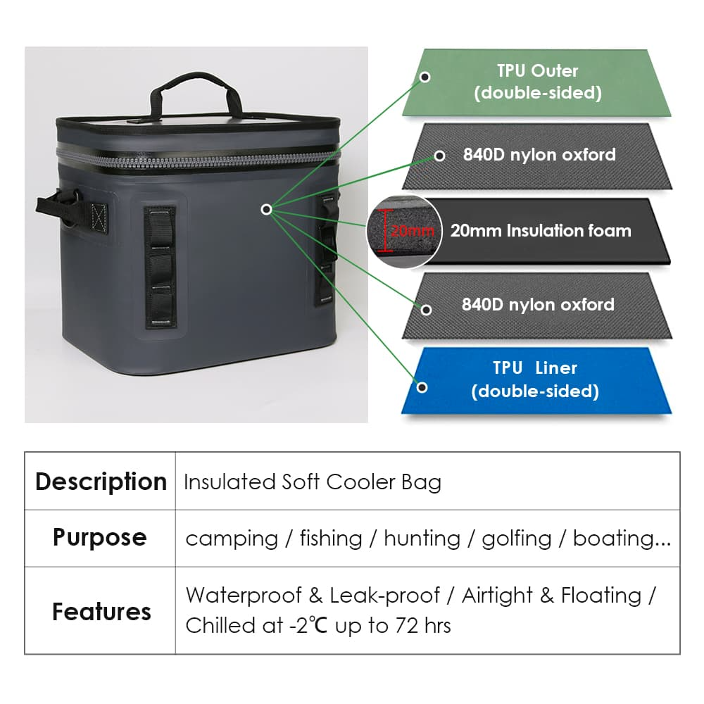 14l Zippered Waterproof Cooler Bag