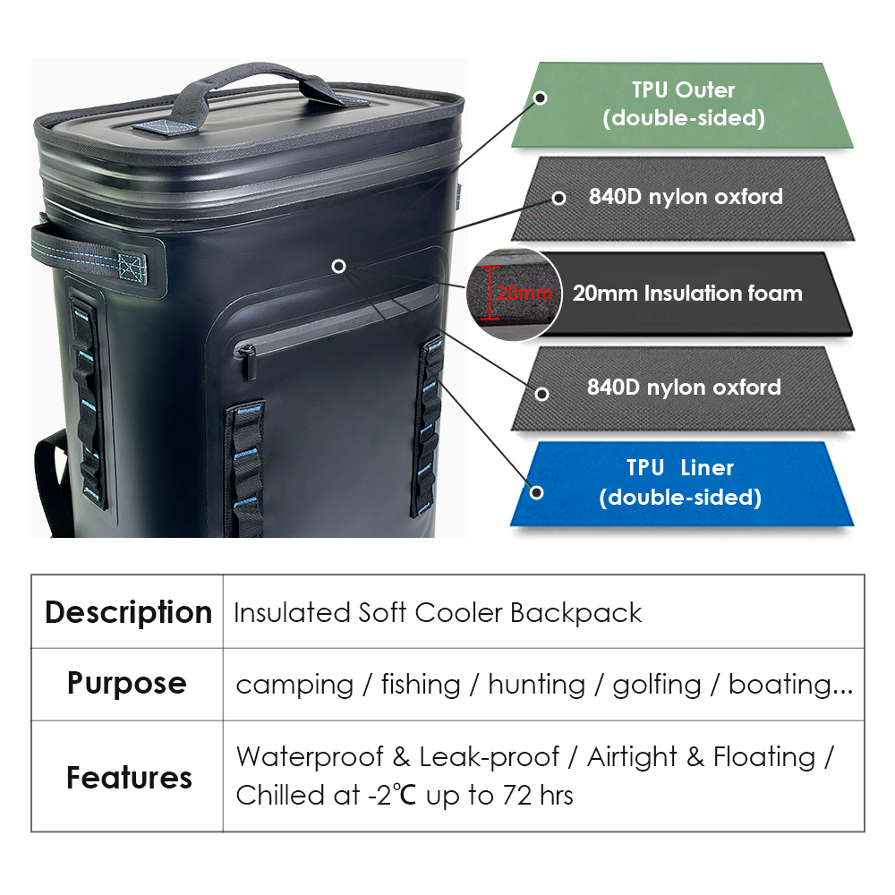 Best Portable  35  Cans Outdoor Camping Picnics Lunch Box Soft Cooler Backpack