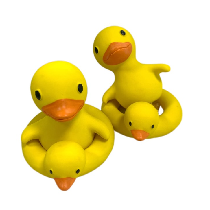 Yellow Swimming Duck Set Eco-friendly Natural Latex Baby Teether Bath Toy