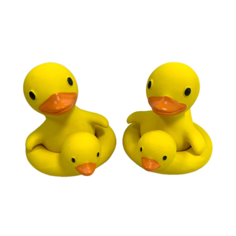 Yellow Swimming Duck Set Eco-friendly Natural Latex Baby Teether Bath Toy