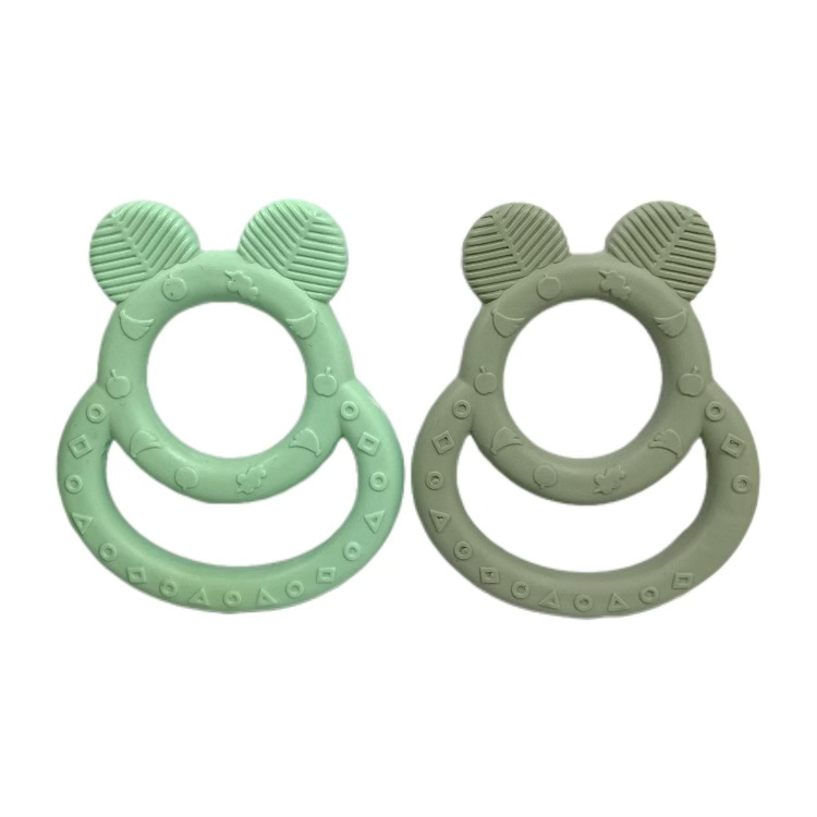 Natural latex education teething toy | bear-shaped grab ring