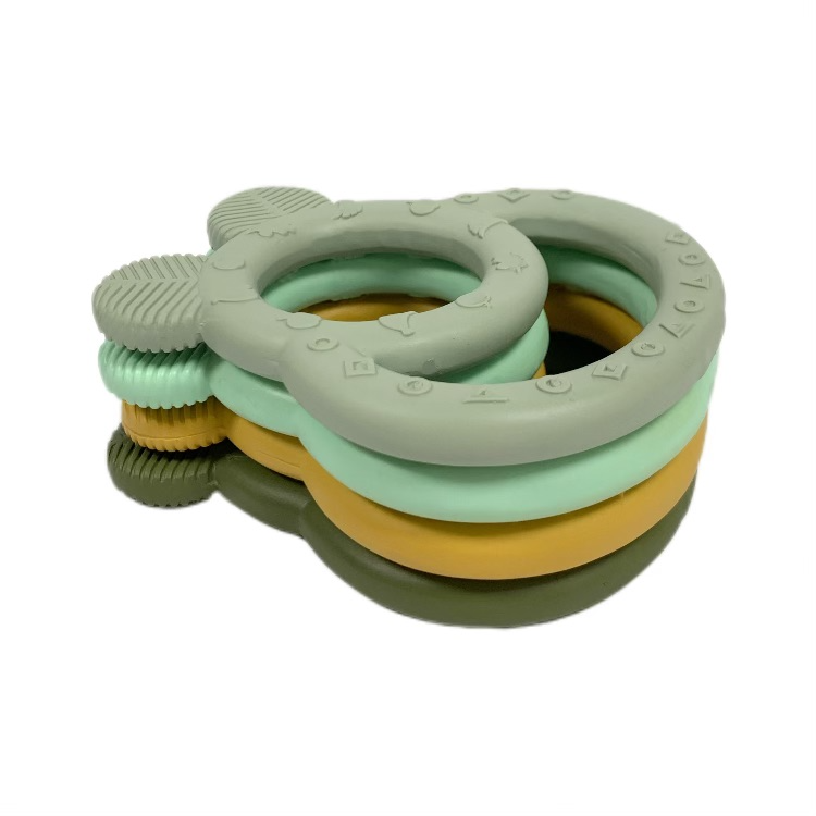 Natural latex education teething toy | bear-shaped grab ring
