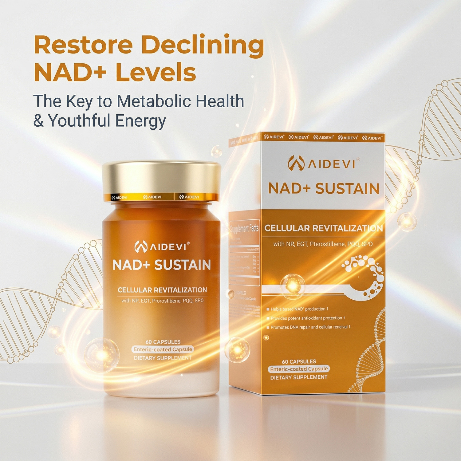 AIDEVI NAD Plus SUSTAIN | Ultimate Longevity & Cellular Revitalization