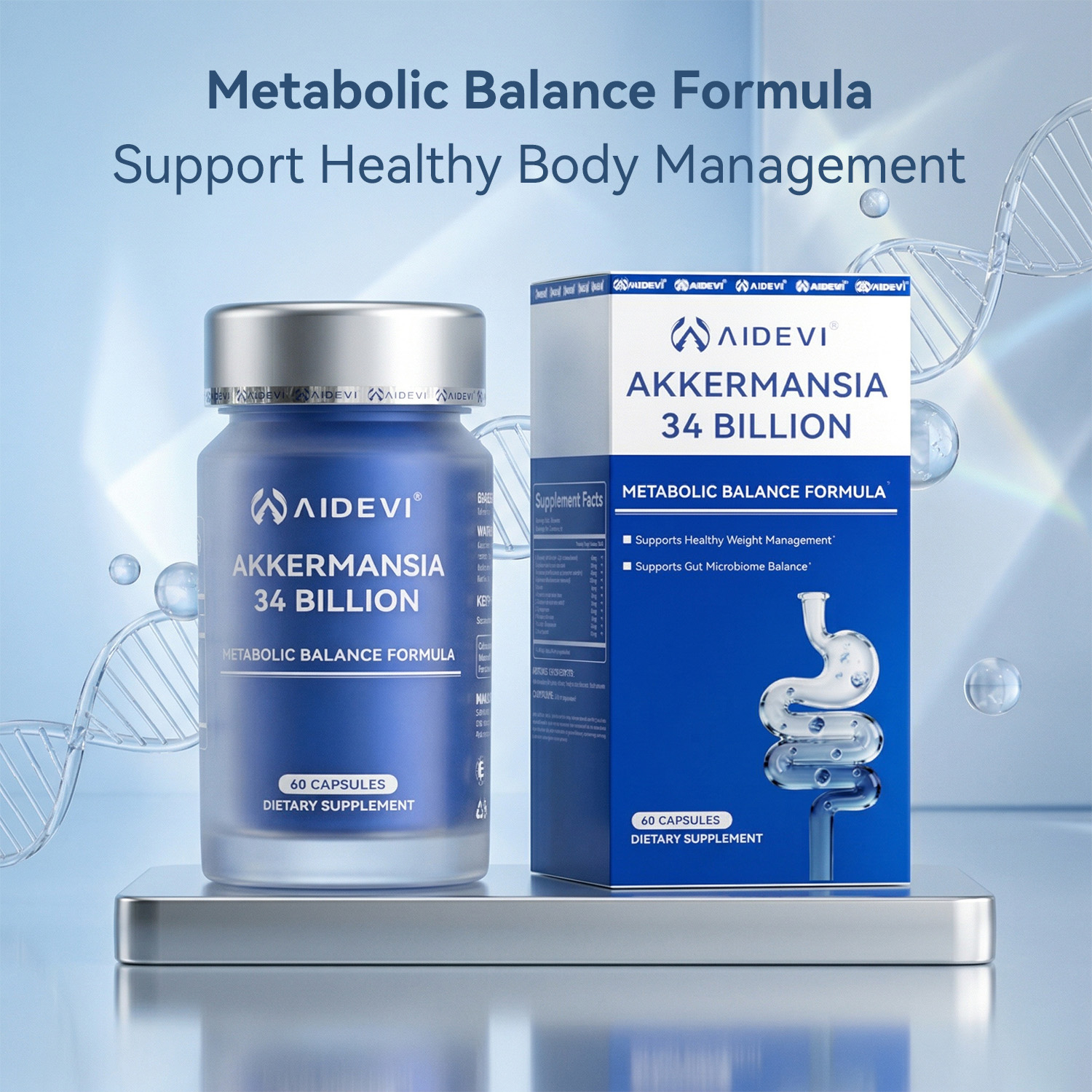 AIDEVI Akkermansia 34 Billion | Metabolic Balance & Weight Support