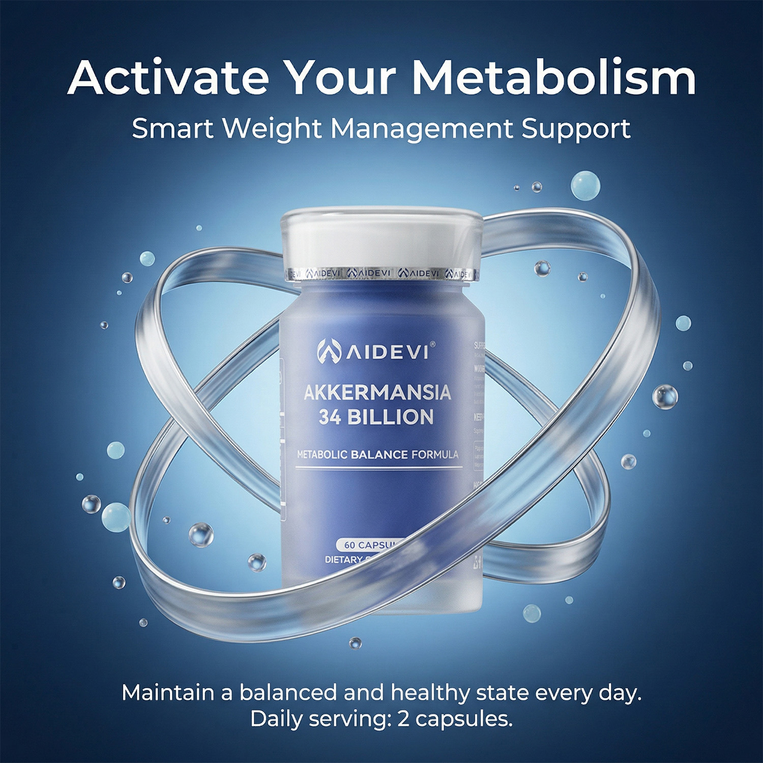 AIDEVI Akkermansia 34 Billion | Metabolic Balance & Weight Support
