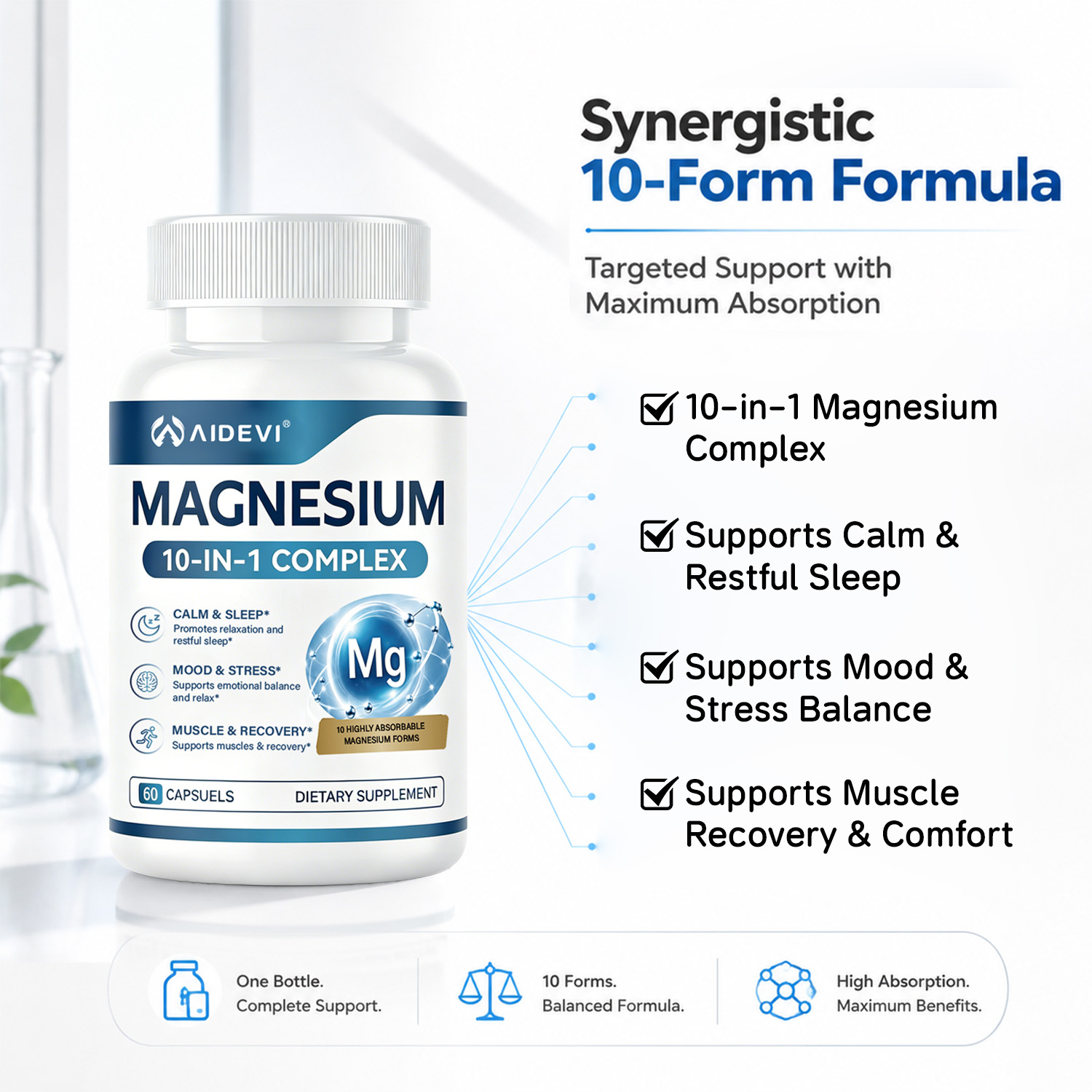 AIDEVI Magnesium 10-In-1 Complex | Sleep & Muscle Support