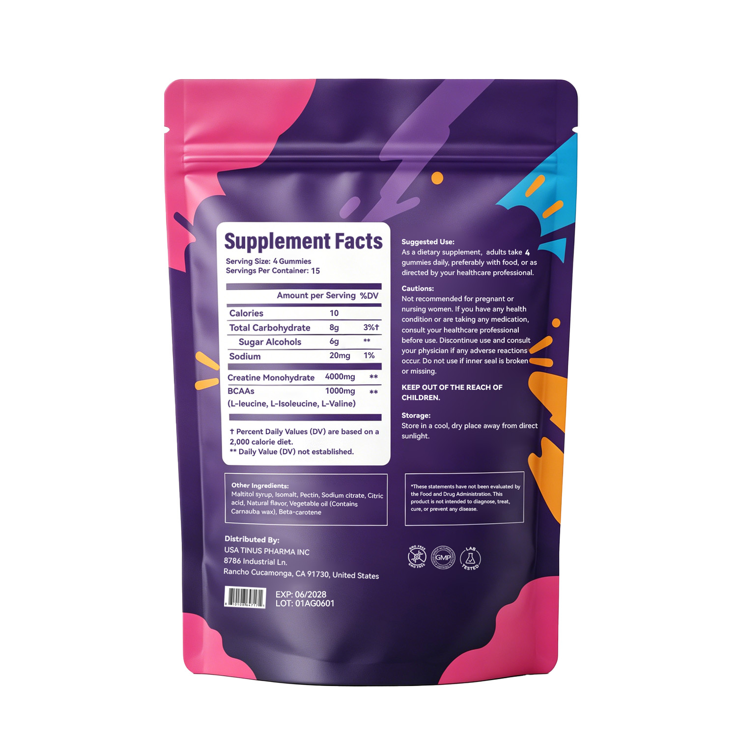 Gominolas de creatina monohidratada AIDEVI con BCAA