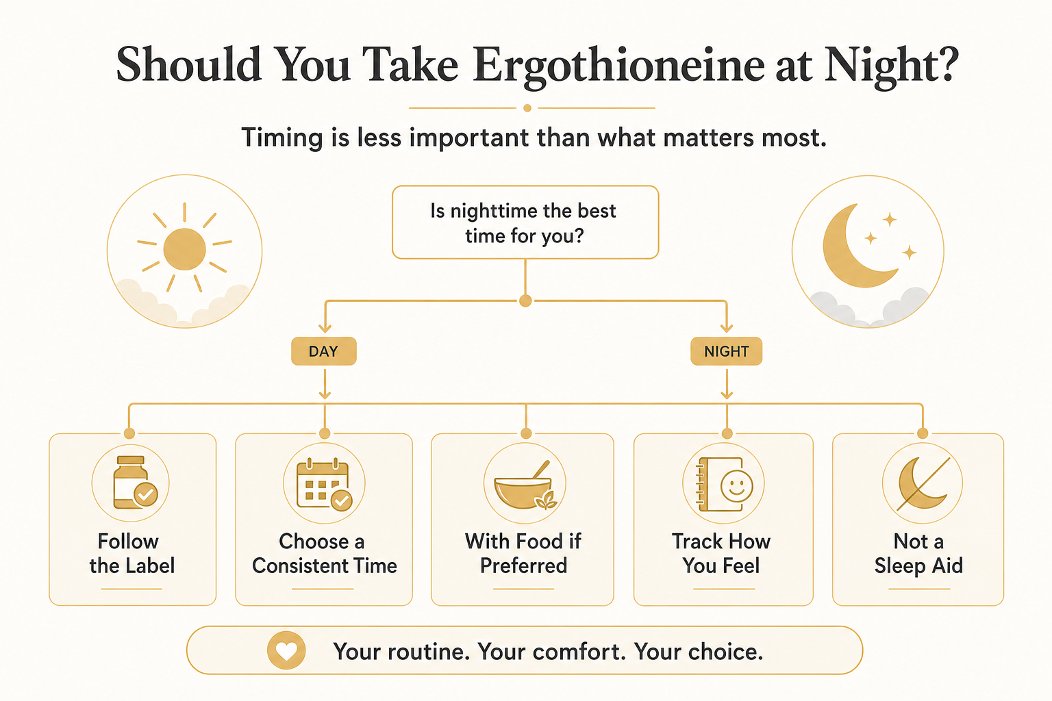 Decision tree for choosing a consistent ergothioneine supplement time without treating it as a sleep aid