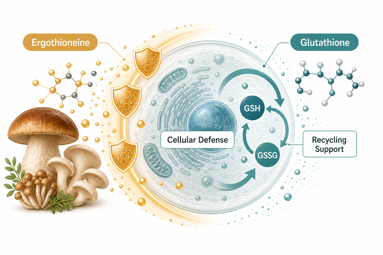 ergothioneine glutathione Comparison of Single and Combined Use of Ergothioneine, Ferulic Acid, and as Antioxidants for the Prevention of Ultraviolet B Radiation-Induced Photoaging Damage in Human Skin Fibroblasts Biosynthesis of ergothioneine: current state,