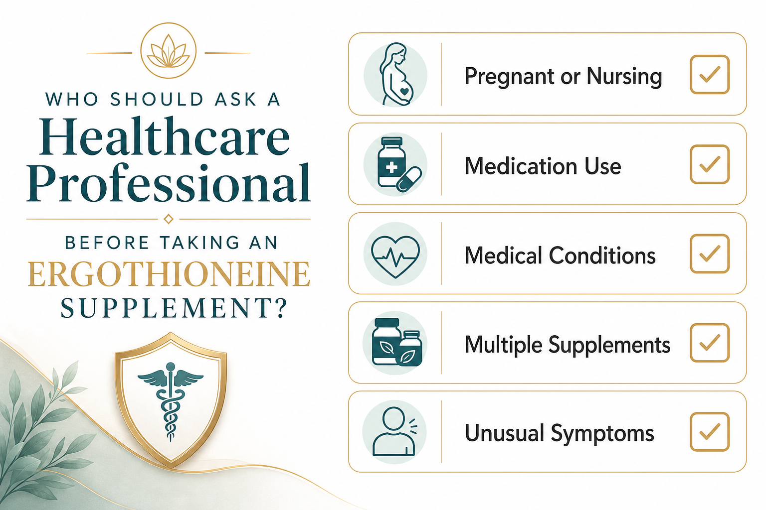 Decision tree showing steps to take when an ergothioneine supplement feels wrong