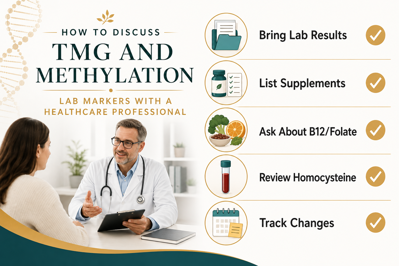 Checklist for discussing TMG and methylation lab markers with a healthcare professional